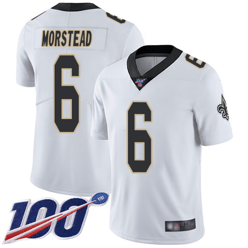 Men New Orleans Saints Limited White Thomas Morstead Road Jersey NFL Football #6 100th Season Vapor Untouchable Jersey